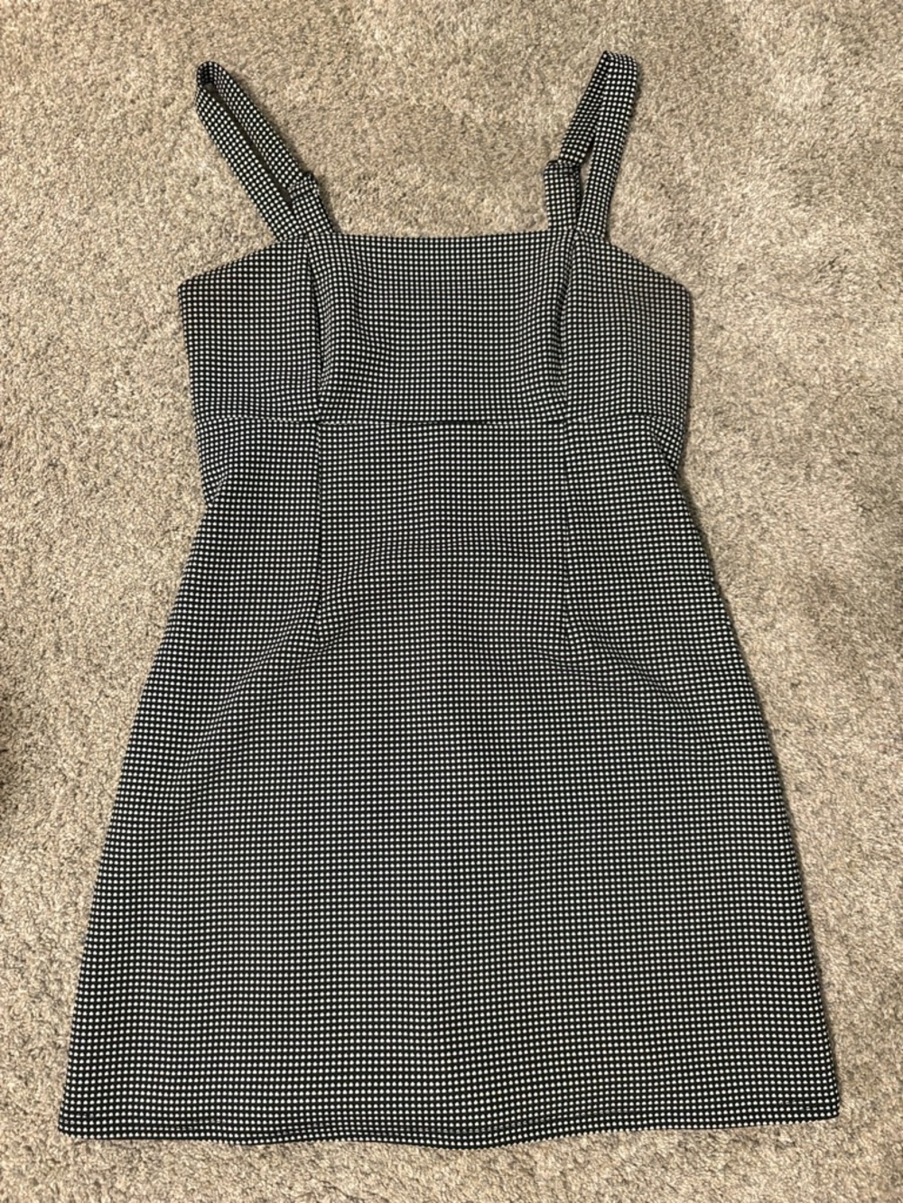 Forever 21 Black and White Check Square-Neck Mini Dress